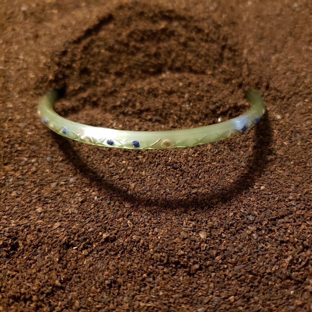 Murano Glass Bangle Bracelet, Pale Green, Pretty!